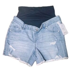 Time and Tru Women's Maternity Shorts Comfort Stretch Lt Wash Size Large (12-14)